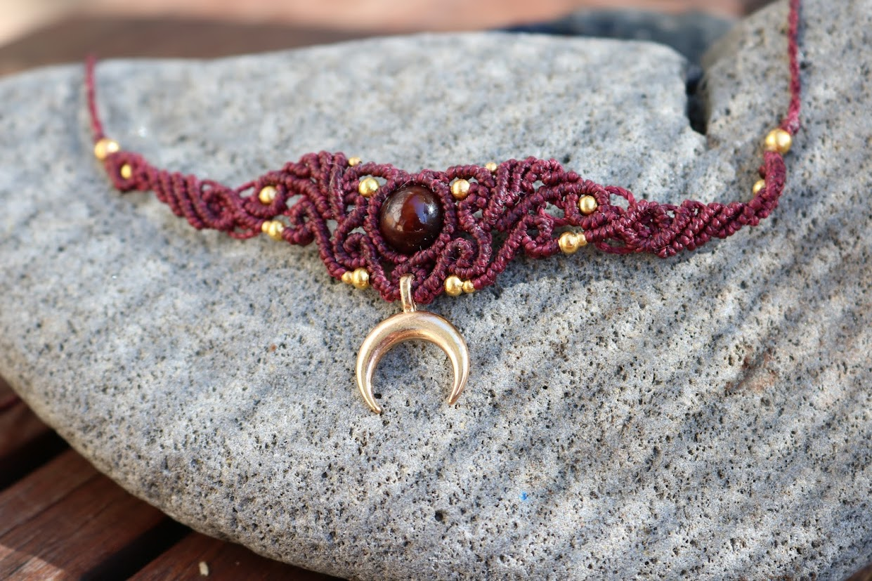 Micro macrame - Necklace - Agat - 20 - Prjónabarasta