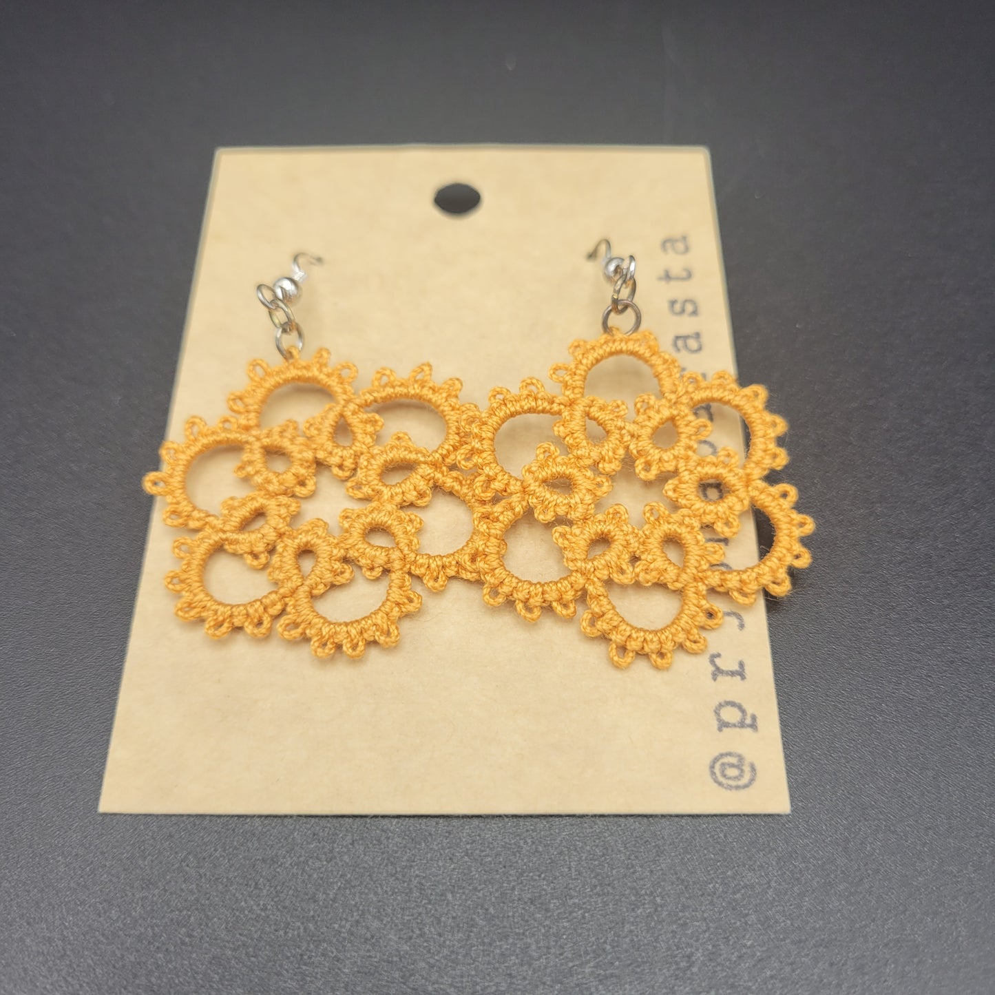Tatting lace - Earrings - Large - Prjónabarasta