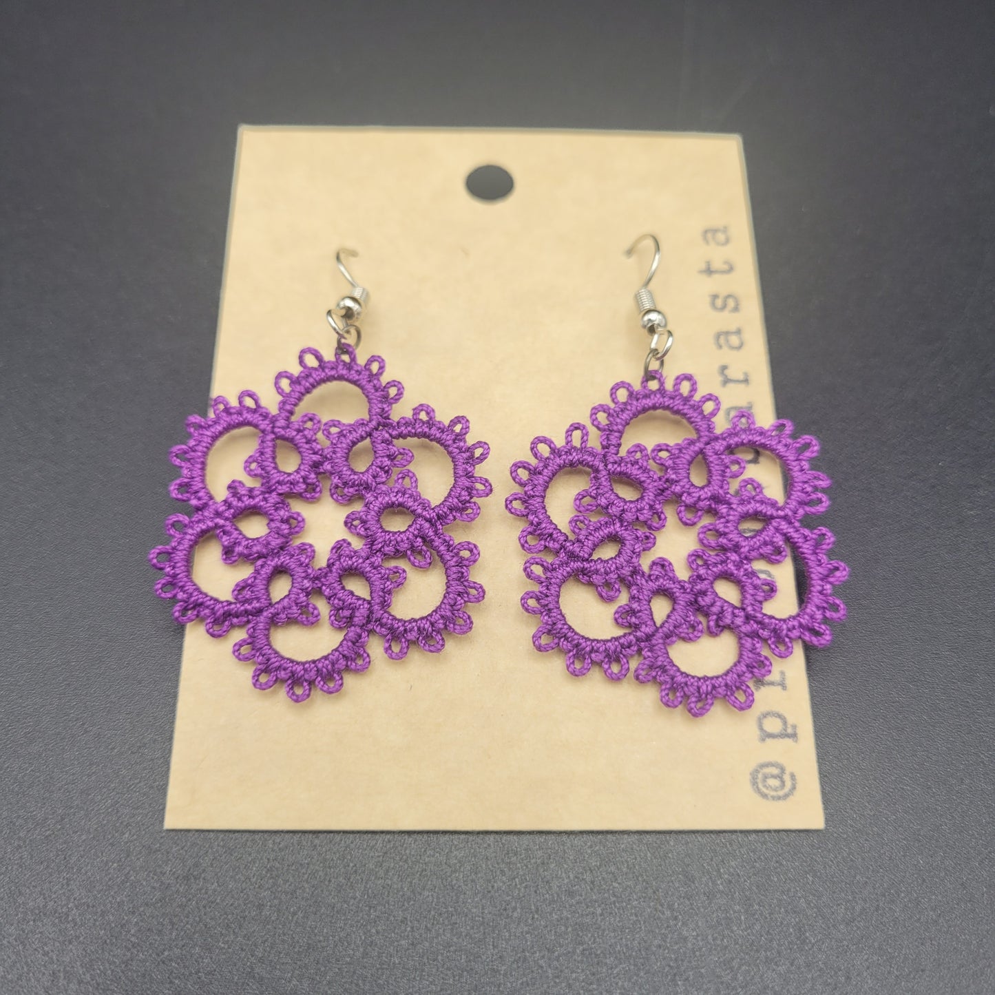 Tatting lace - Earrings - Large - Prjónabarasta