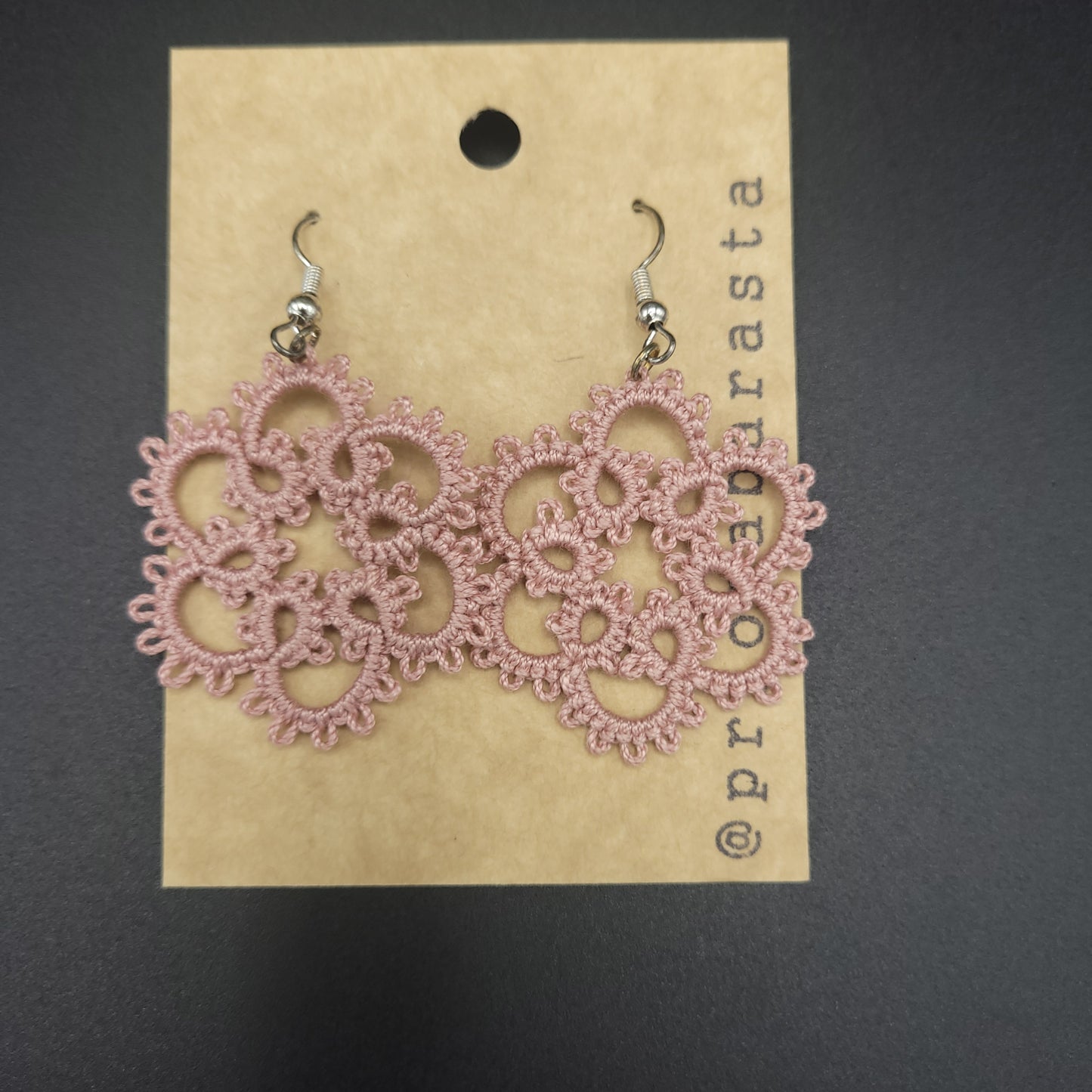 Tatting lace - Earrings - Large - Prjónabarasta