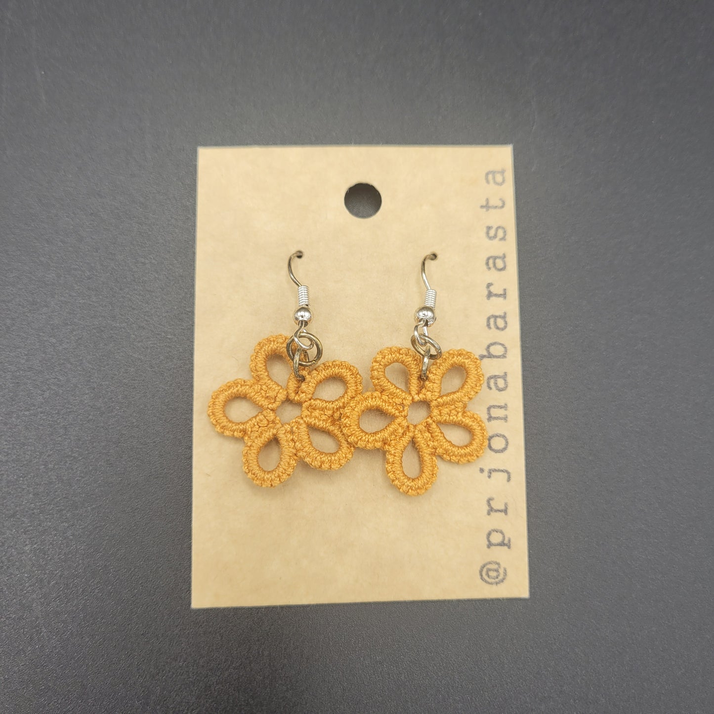 Tatting lace - Earrings - Flower - Prjónabarasta