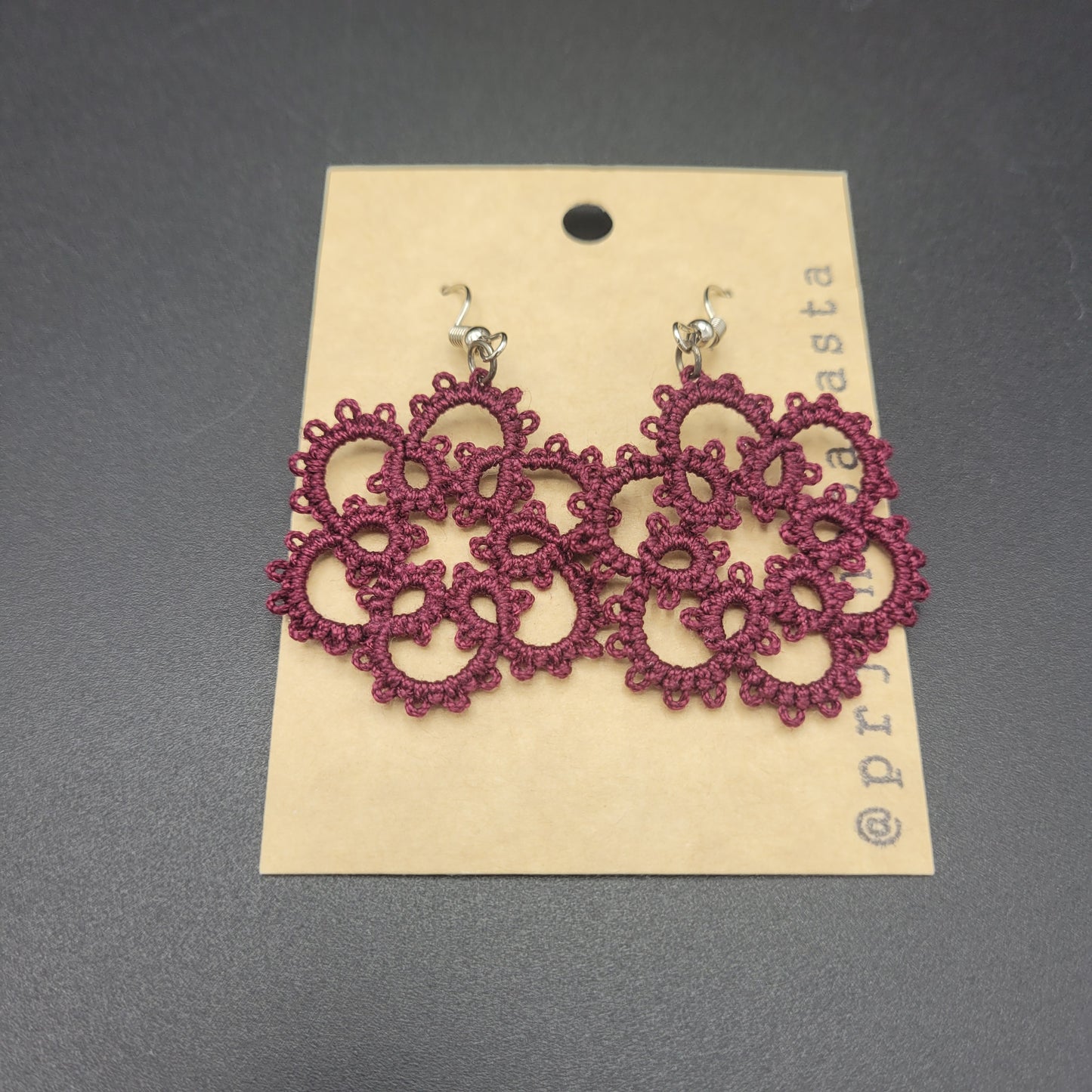 Tatting lace - Earrings - Large - Prjónabarasta
