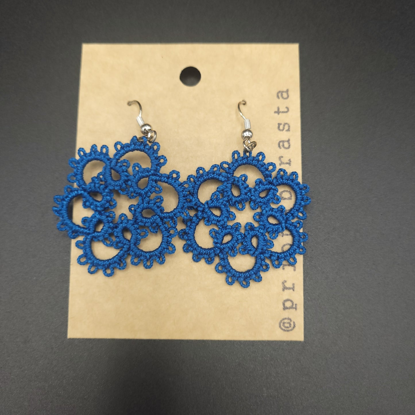 Tatting lace - Earrings - Large - Prjónabarasta