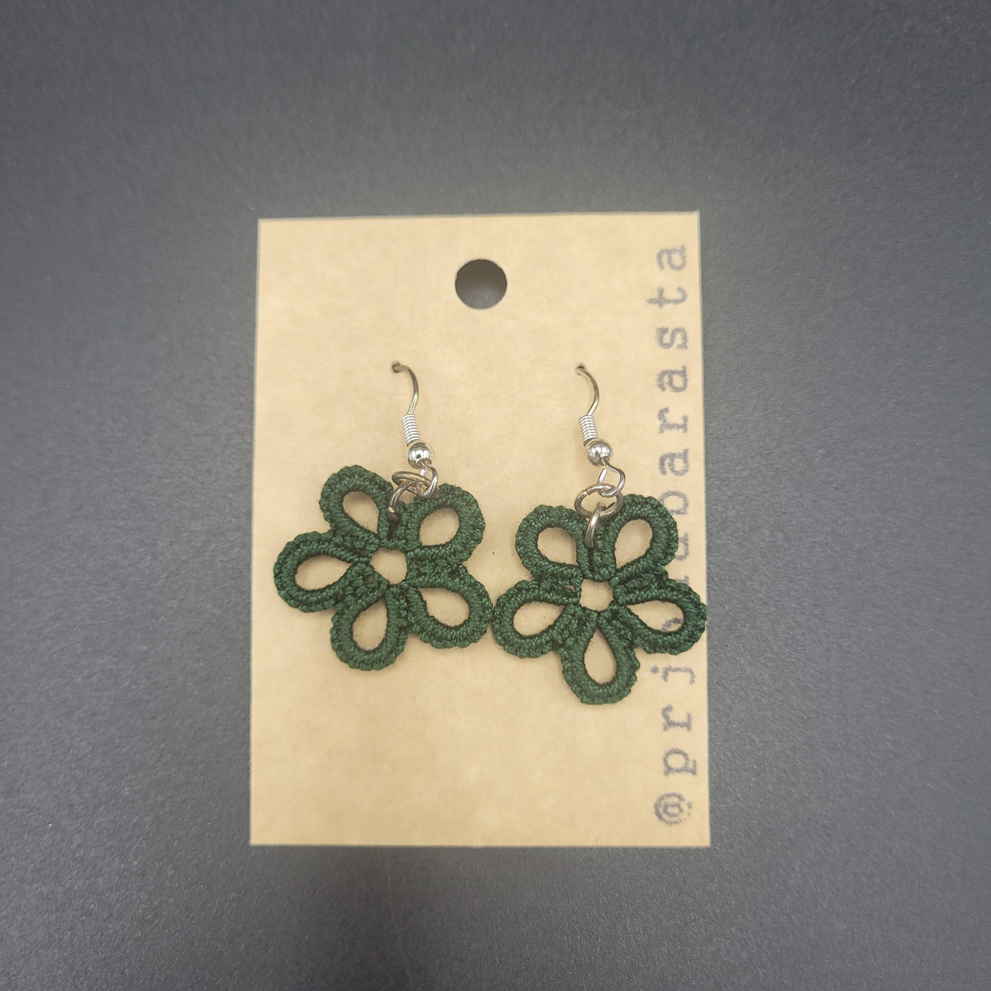 Tatting lace - Earrings - Flower - Prjónabarasta