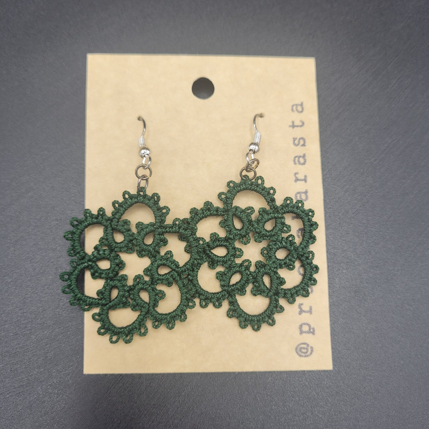 Tatting lace - Earrings - Large - Prjónabarasta