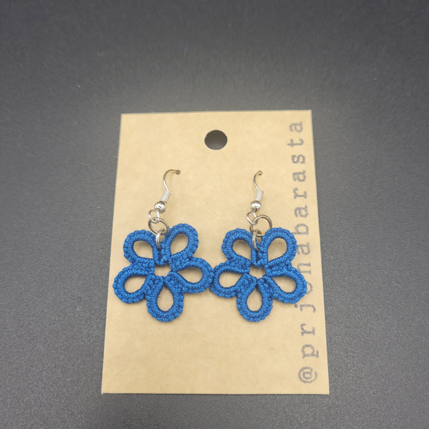 Tatting lace - Earrings - Flower - Prjónabarasta