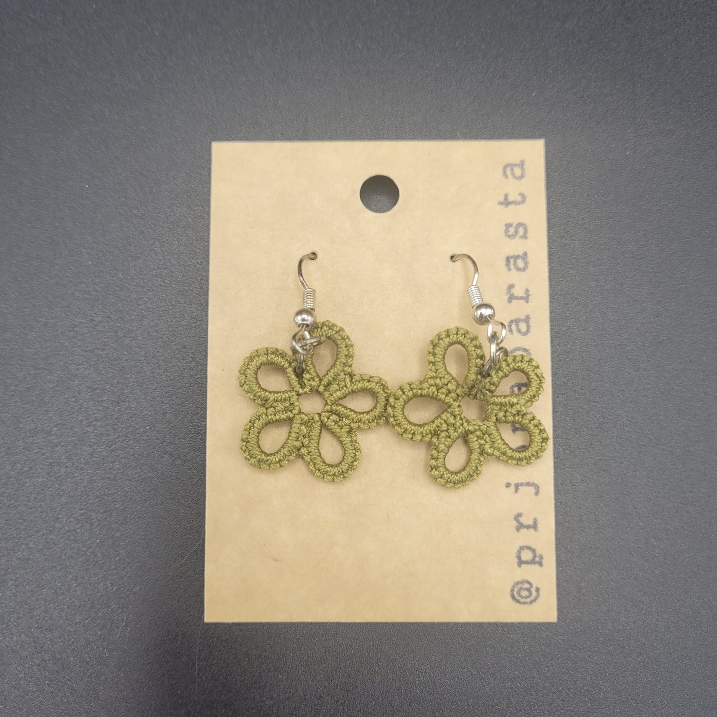 Tatting lace - Earrings - Flower - Prjónabarasta