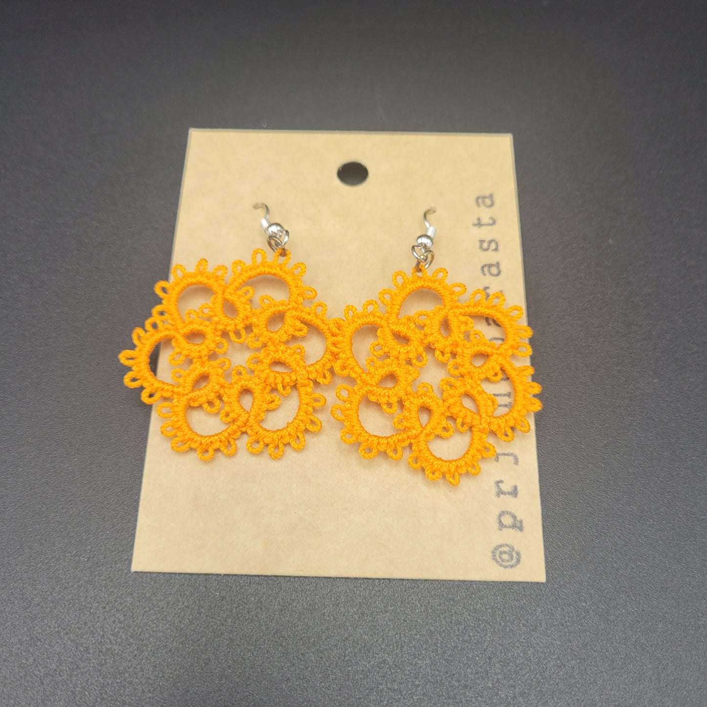 Tatting lace - Earrings - Large - Prjónabarasta