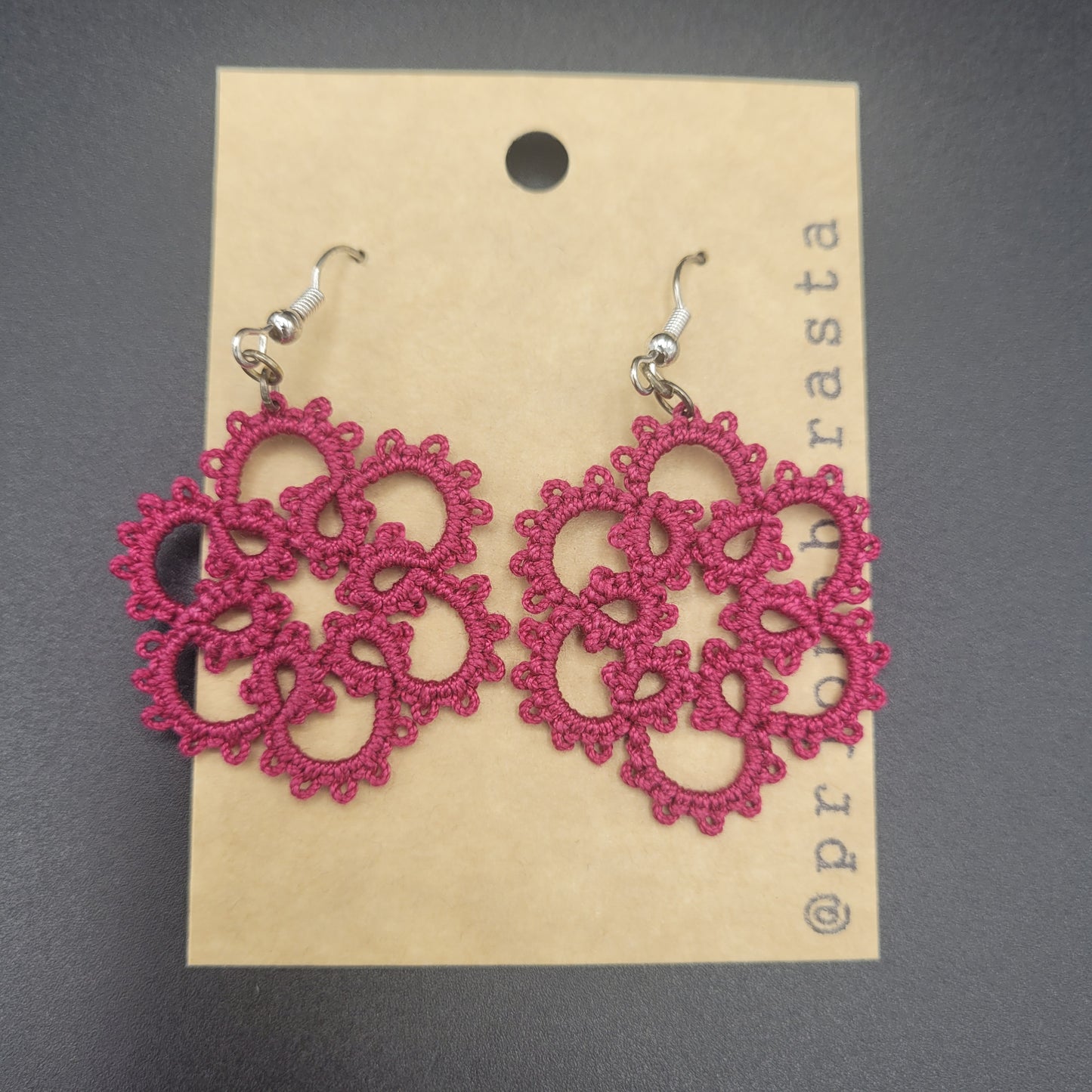 Tatting lace - Earrings - Large - Prjónabarasta