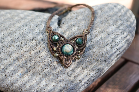 Micro macrame - Necklace - Indian Agat - 14 - Prjónabarasta
