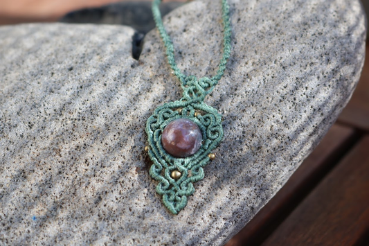 Micro macrame - Necklace - Indian Agat - 15 - Prjónabarasta