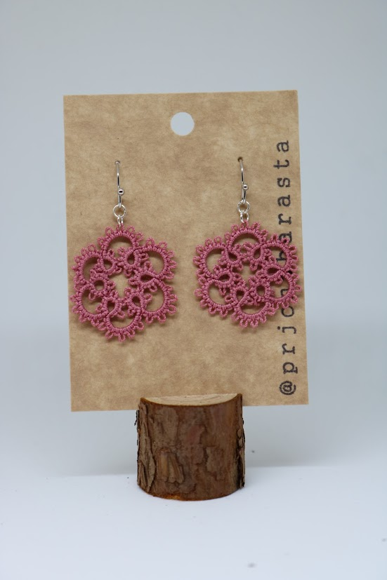 Tatting Lace Earrings - Medium - by Prjónabarasta