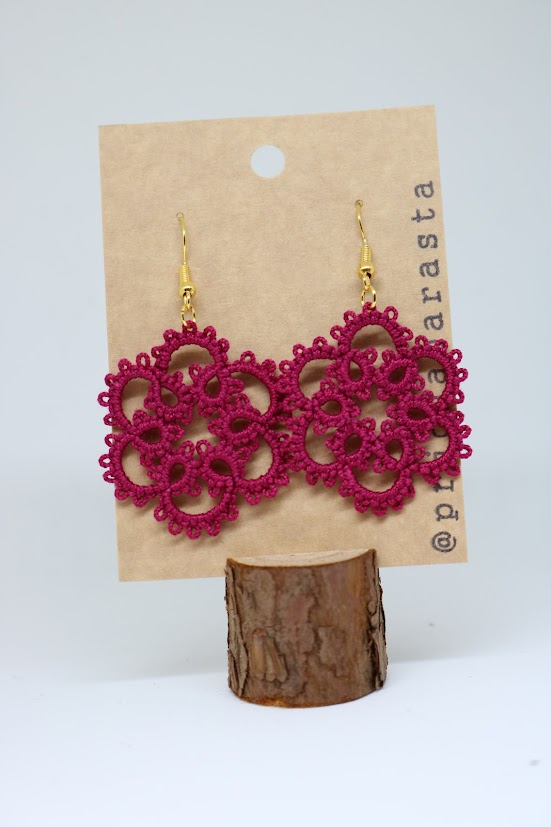 Tatting Lace Earrings - Large - by Prjónabarasta