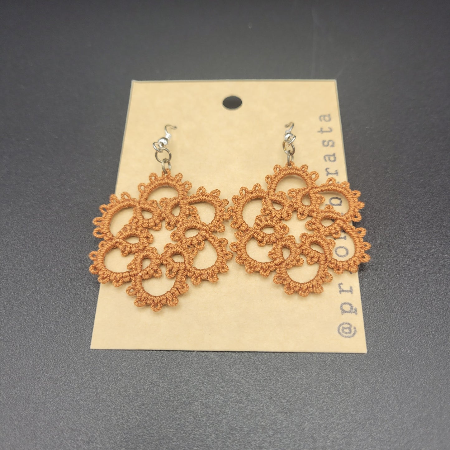 Tatting lace - Earrings - Large - Prjónabarasta