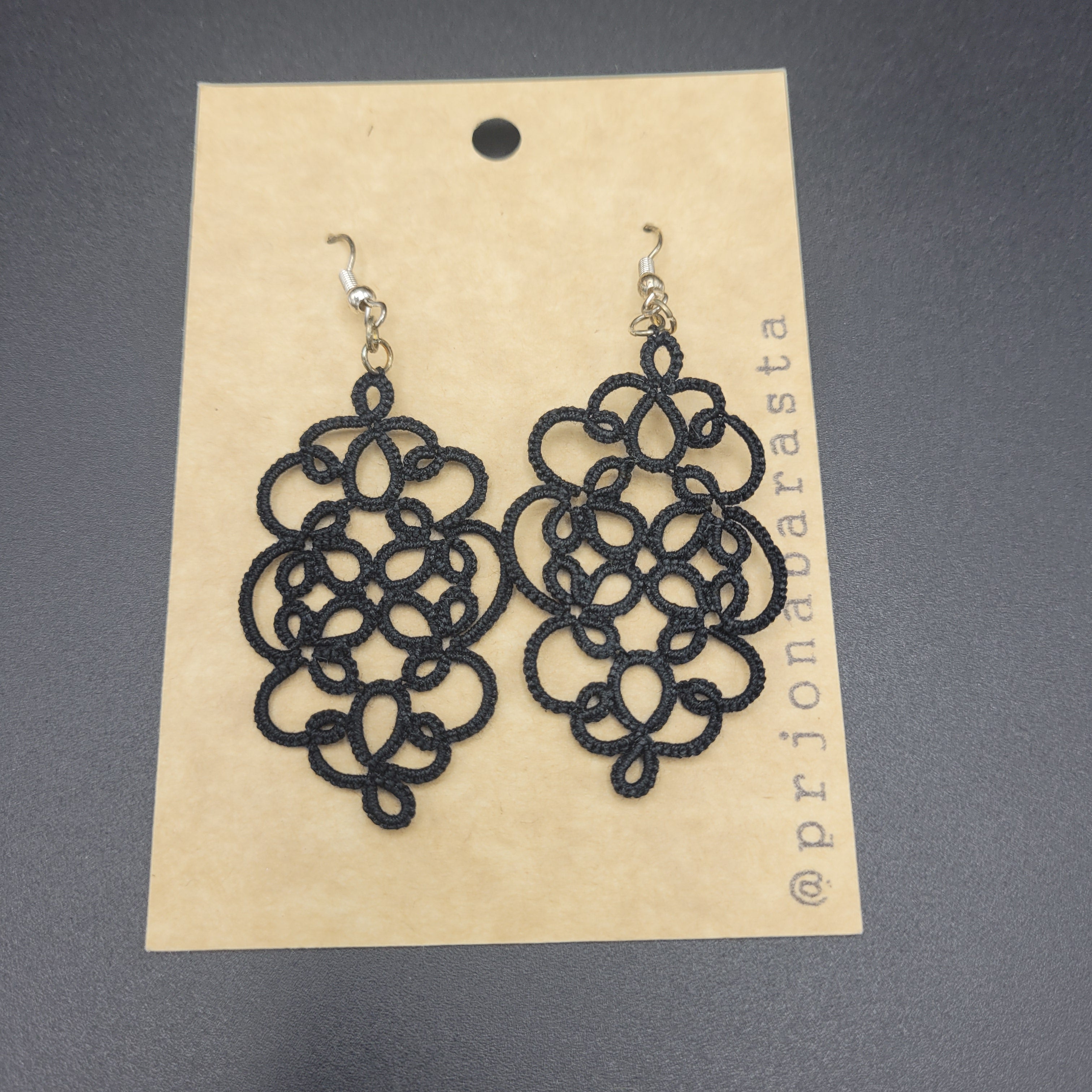 Tatting Lace Earrings - Royal - by Prjónabarasta