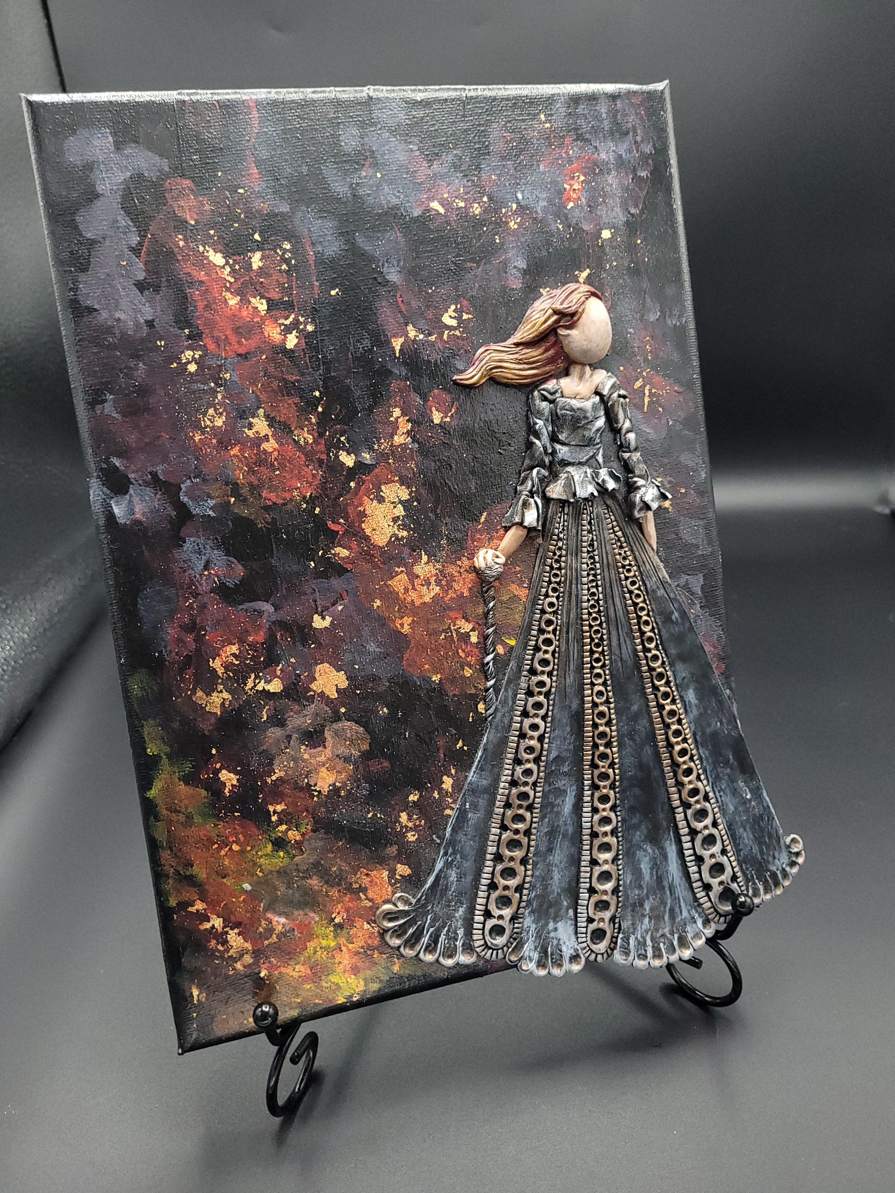 Firelight woman painting/sculpture by Jódís Eva