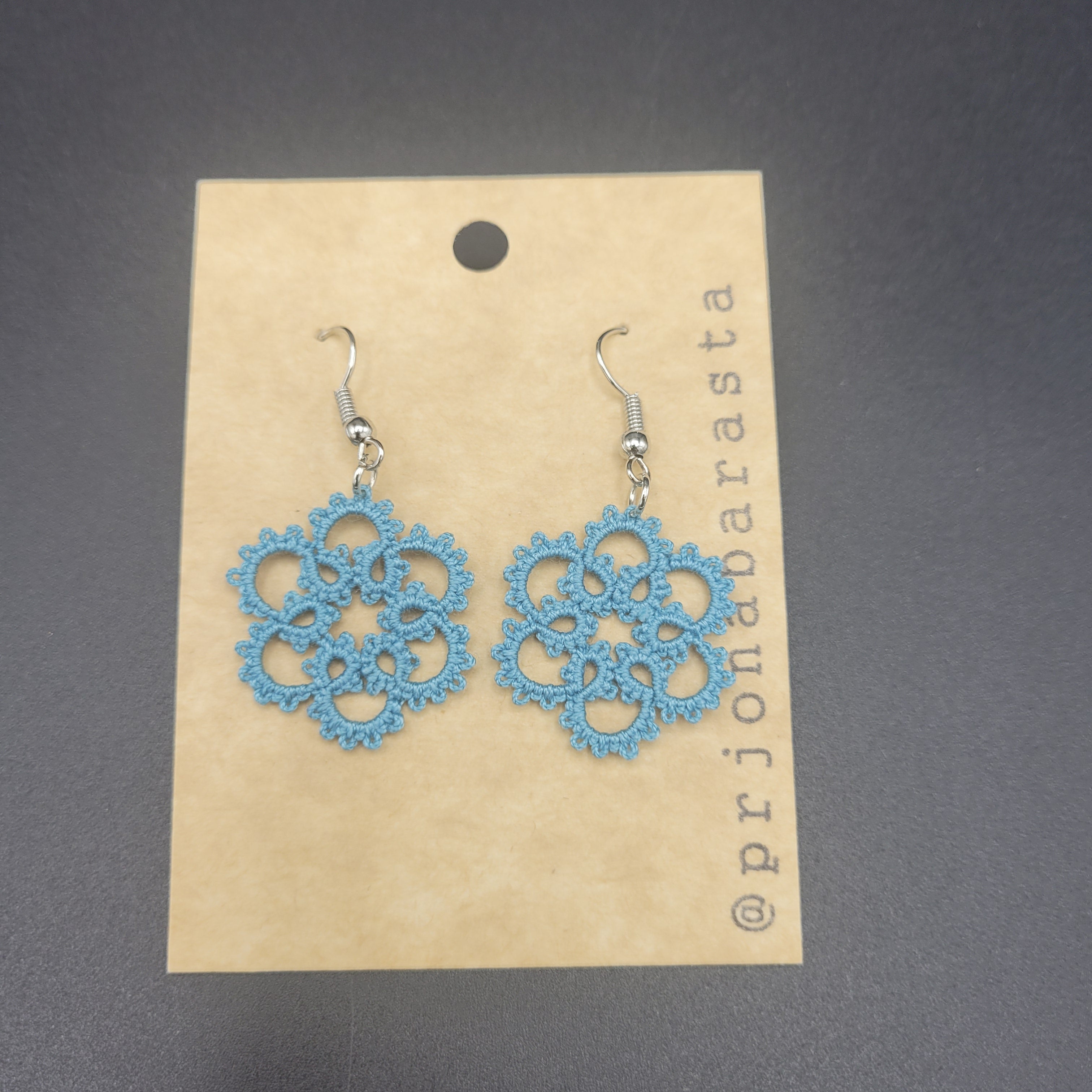 Tatting Lace Earrings - Medium - by Prjónabarasta