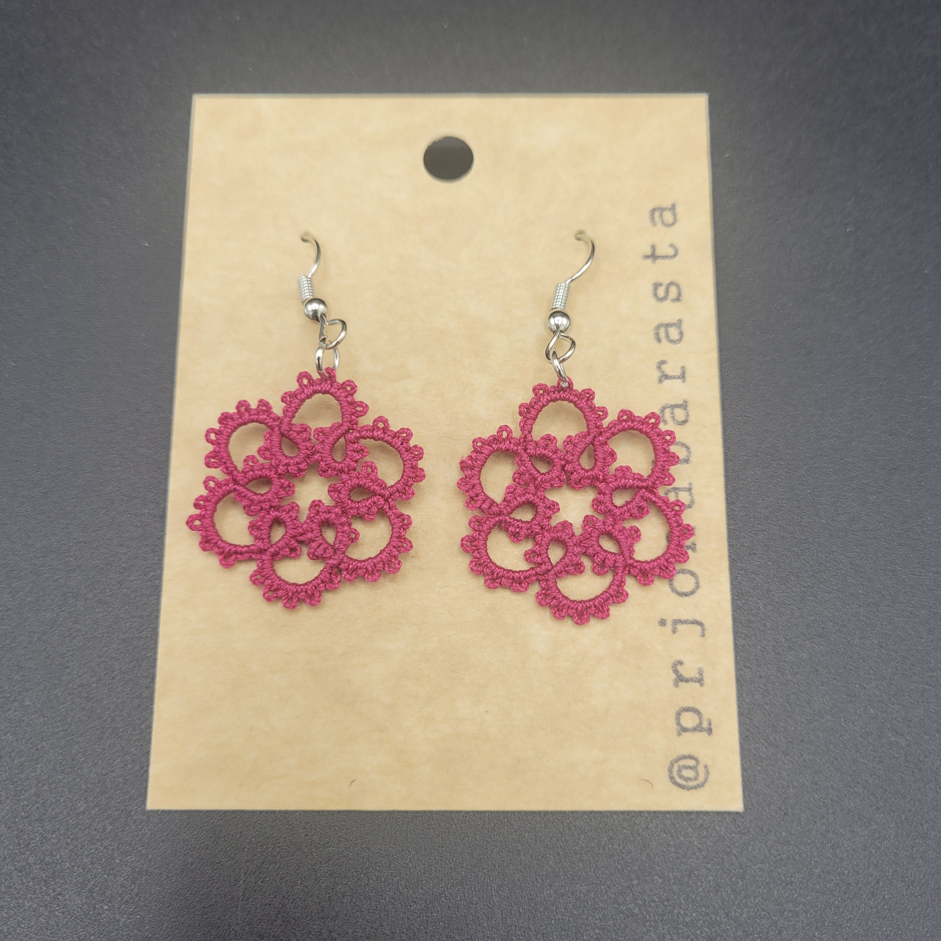 Tatting Lace Earrings - Medium - by Prjónabarasta