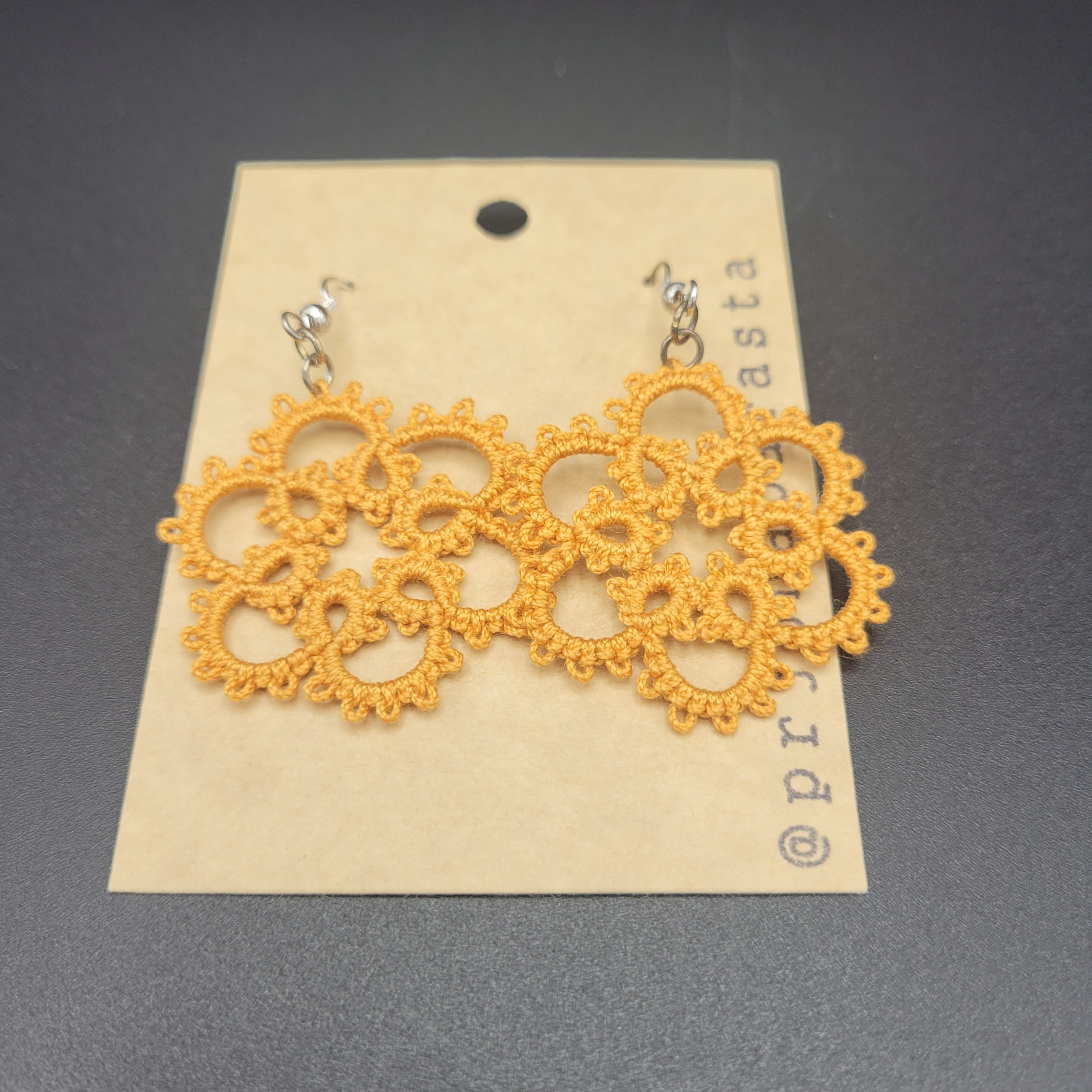 Tatting Lace Earrings - Large - by Prjónabarasta