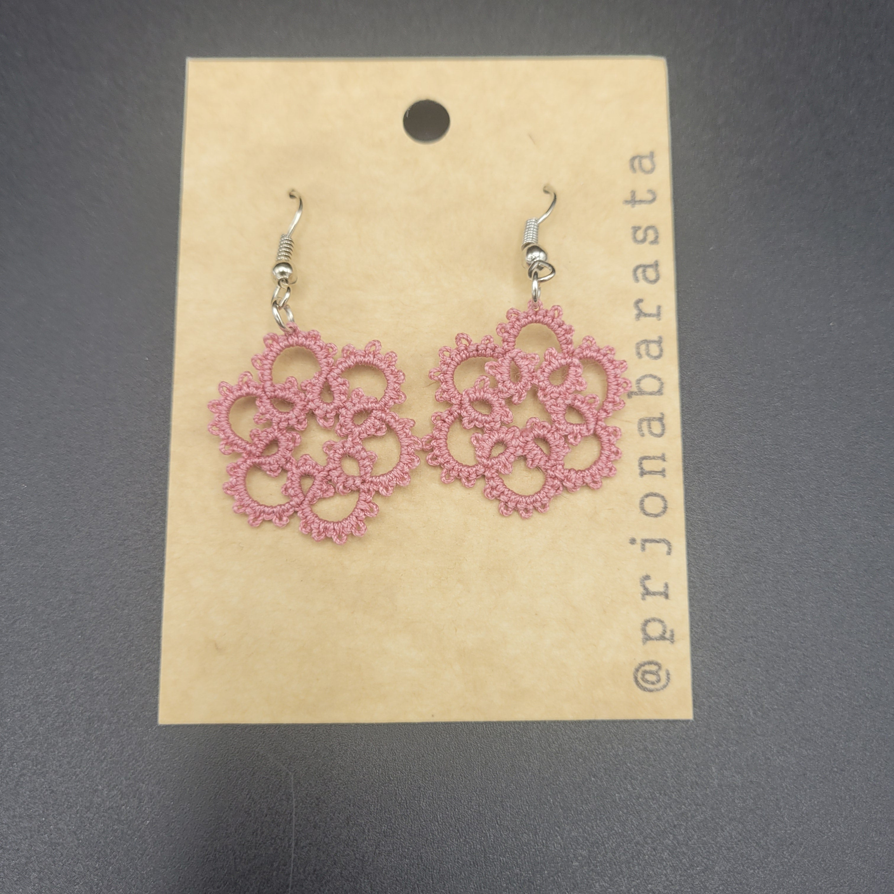 Tatting Lace Earrings - Medium - by Prjónabarasta