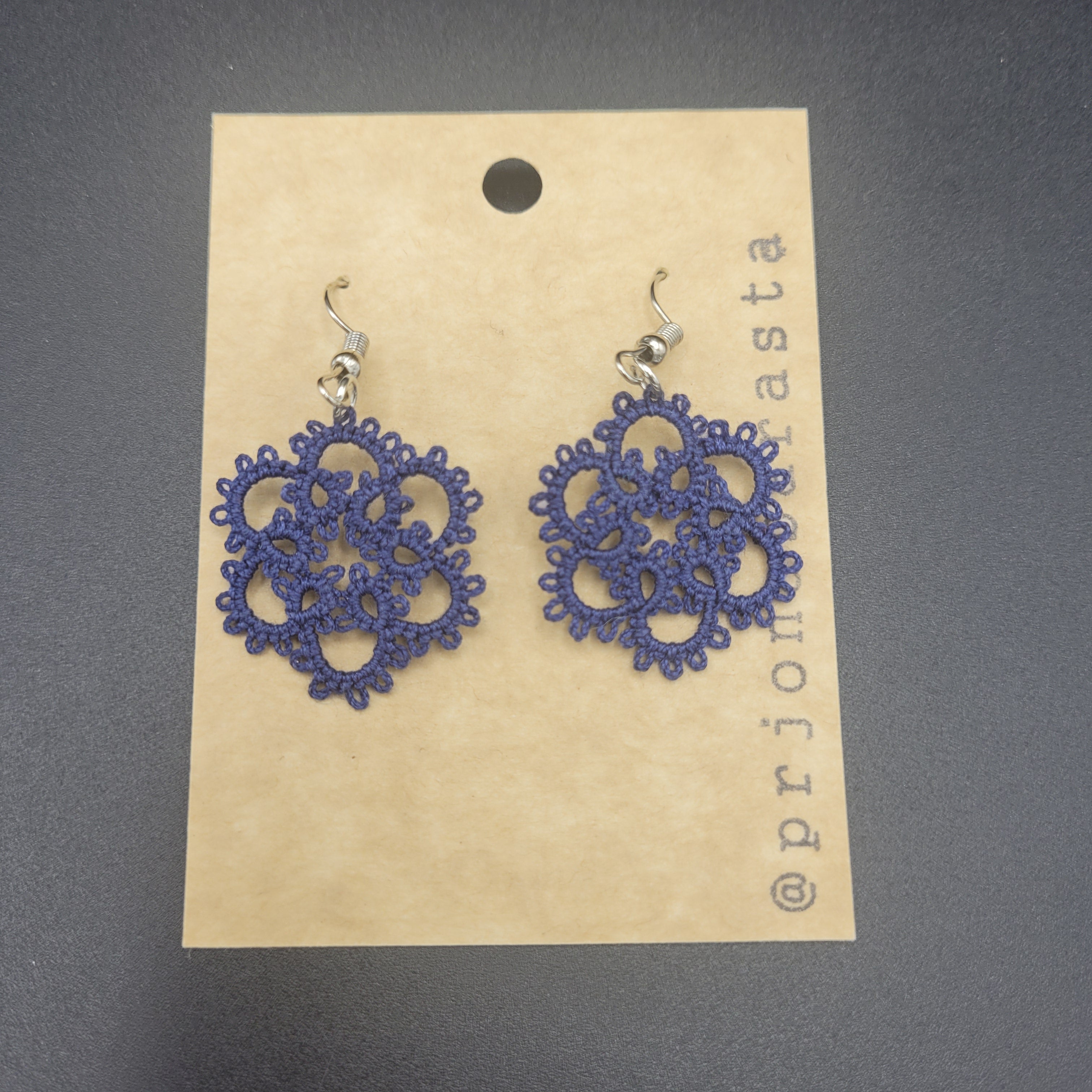 Tatting Lace Earrings - Medium - by Prjónabarasta