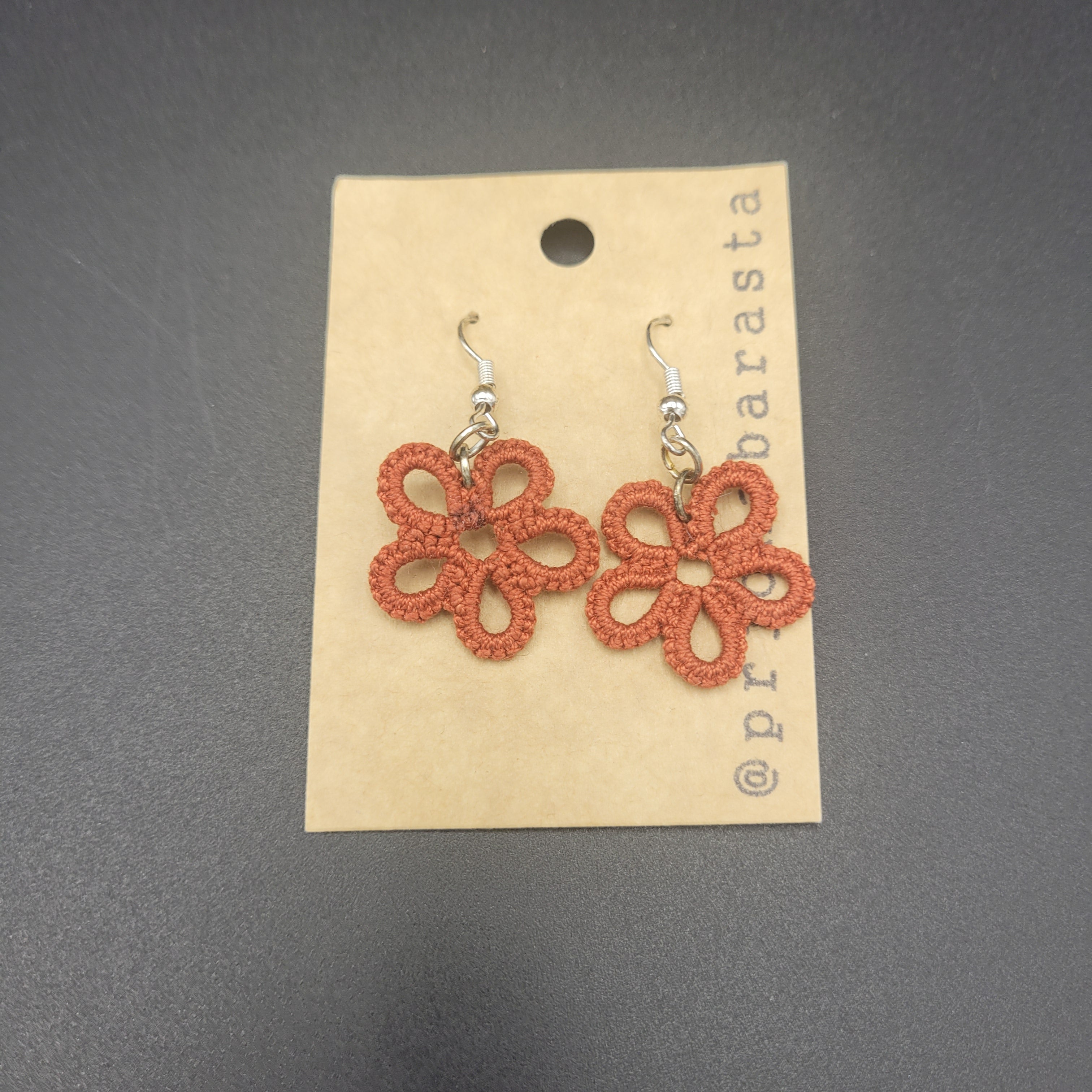 Tatting Lace Earrings - Flower - by Prjónabarasta