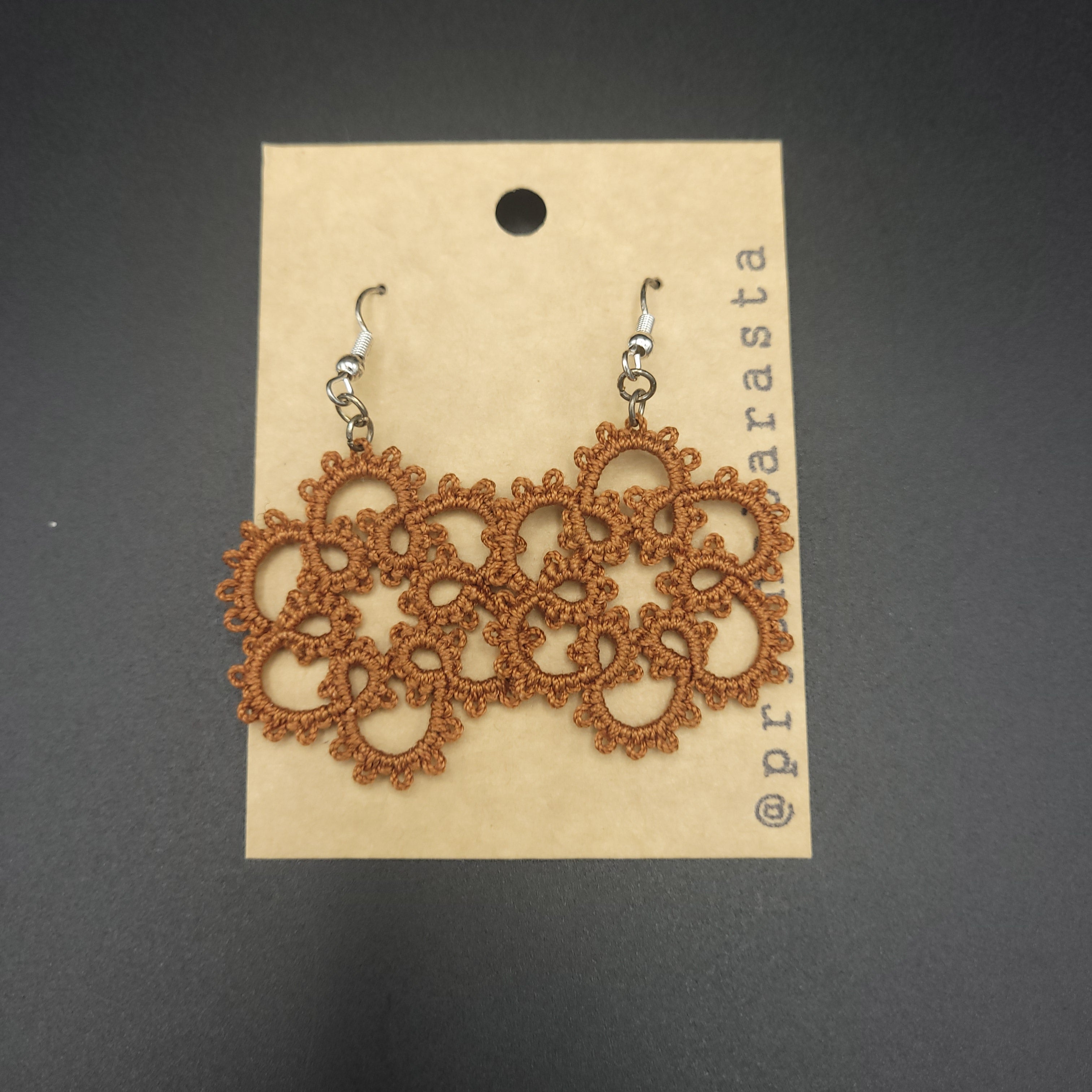 Tatting Lace Earrings - Large - by Prjónabarasta