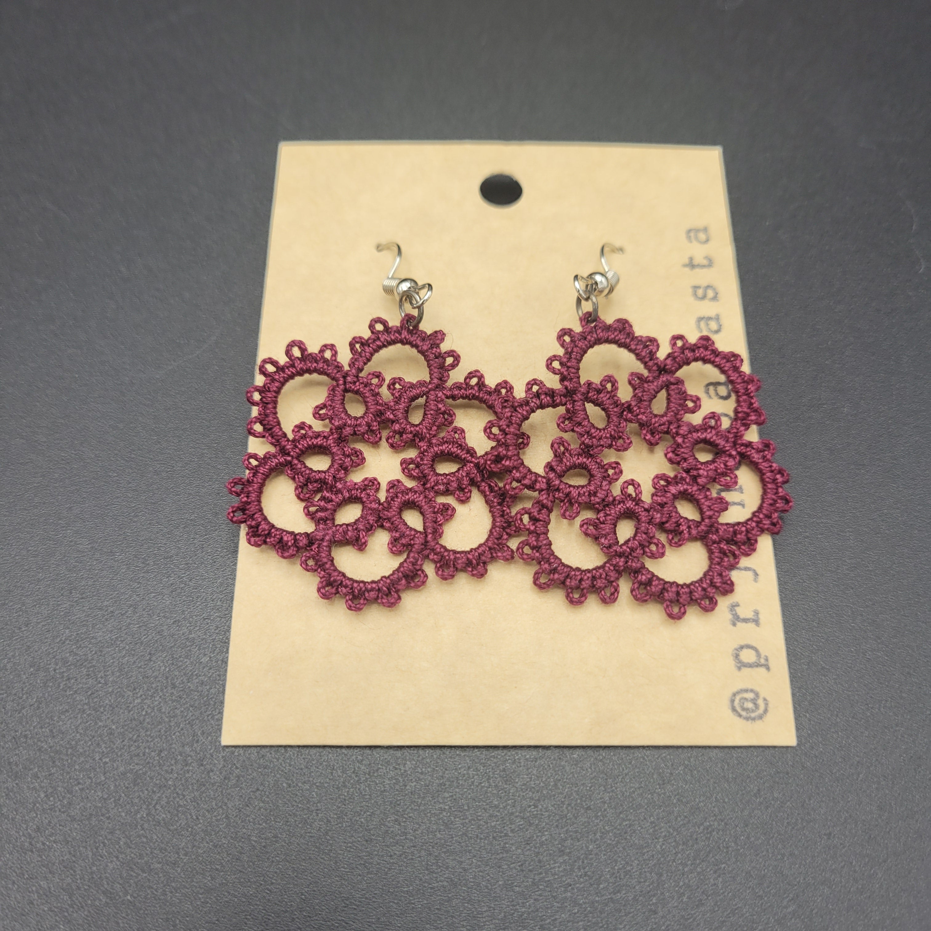 Tatting Lace Earrings - Large - by Prjónabarasta