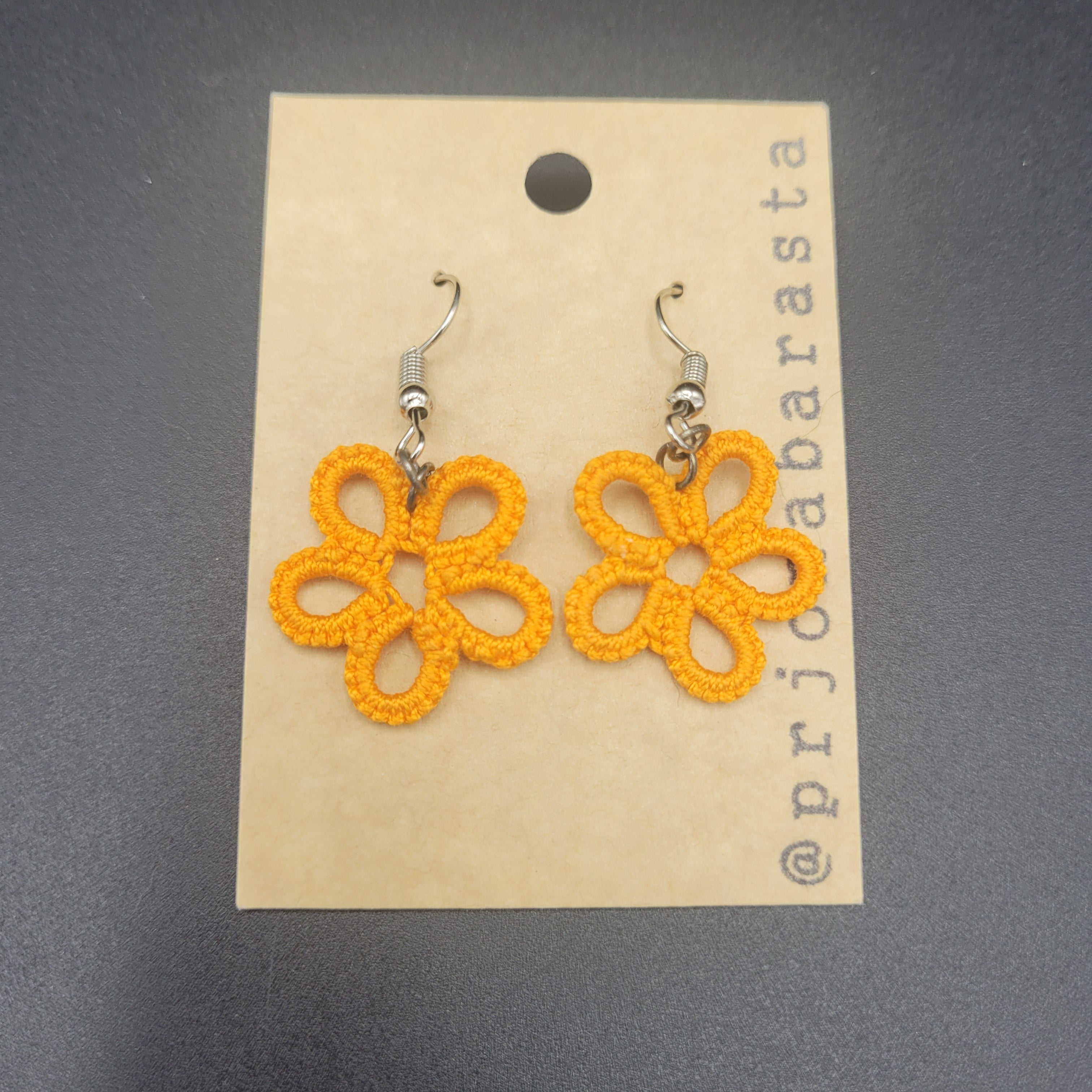 Tatting Lace Earrings - Flower - by Prjónabarasta