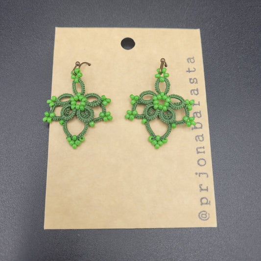 Tatting lace - Earrings - Elegant - Prjónabarasta