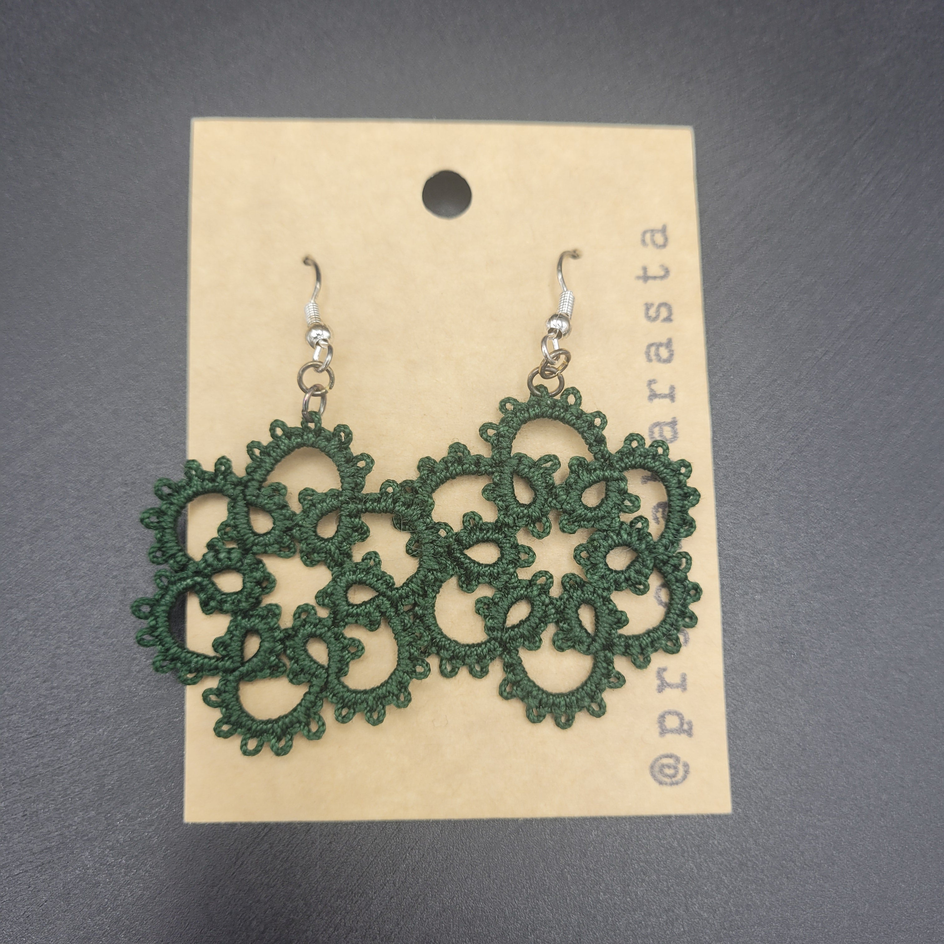 Tatting Lace Earrings - Large - by Prjónabarasta