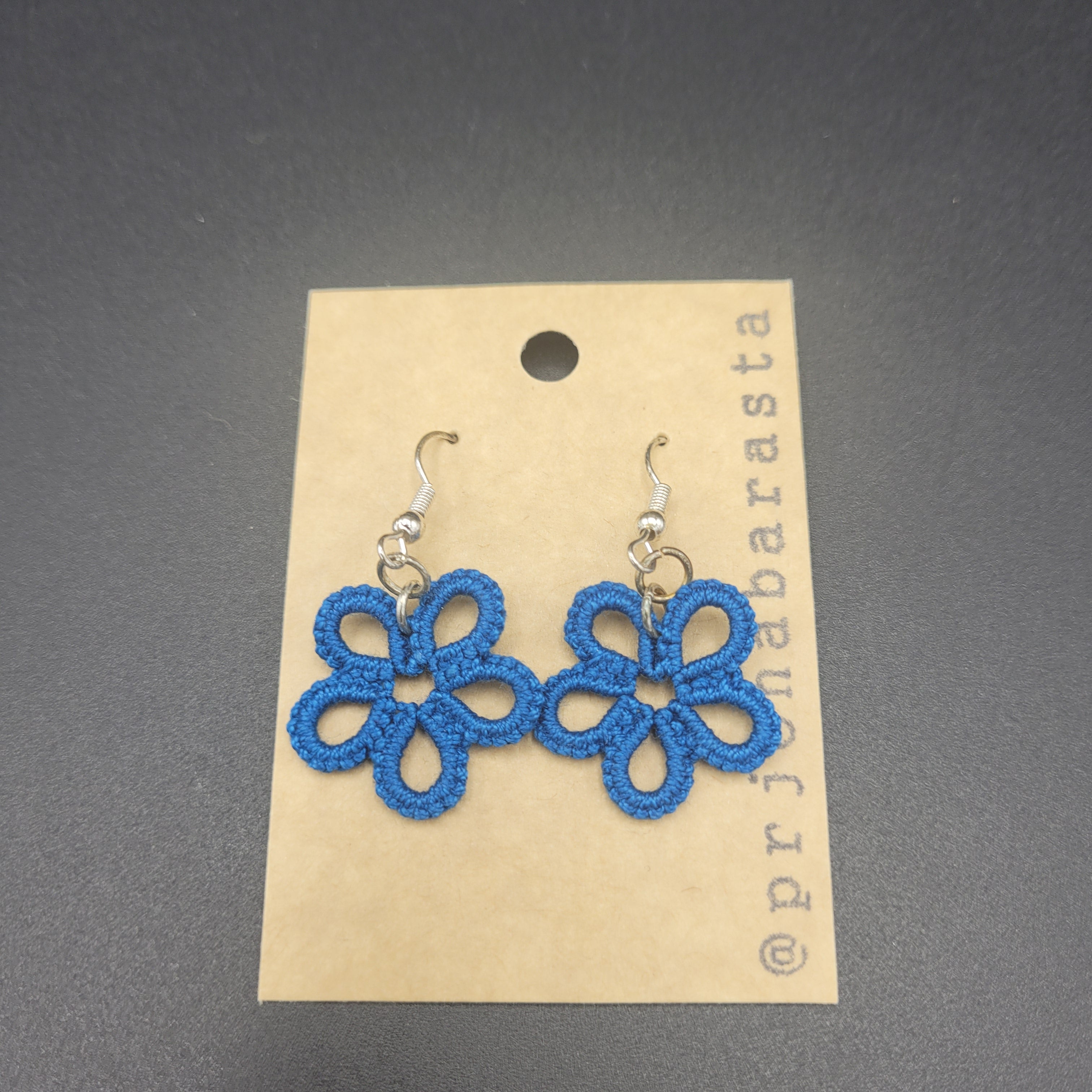 Tatting Lace Earrings - Flower - by Prjónabarasta