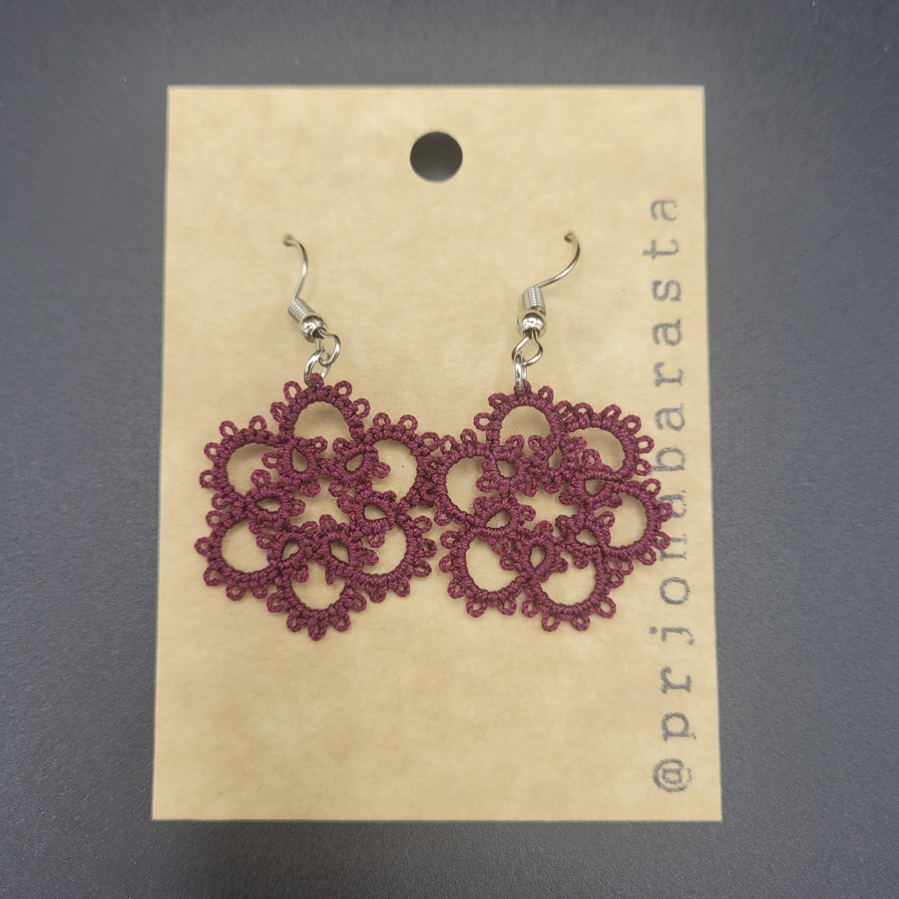 Tatting Lace Earrings - Medium - by Prjónabarasta