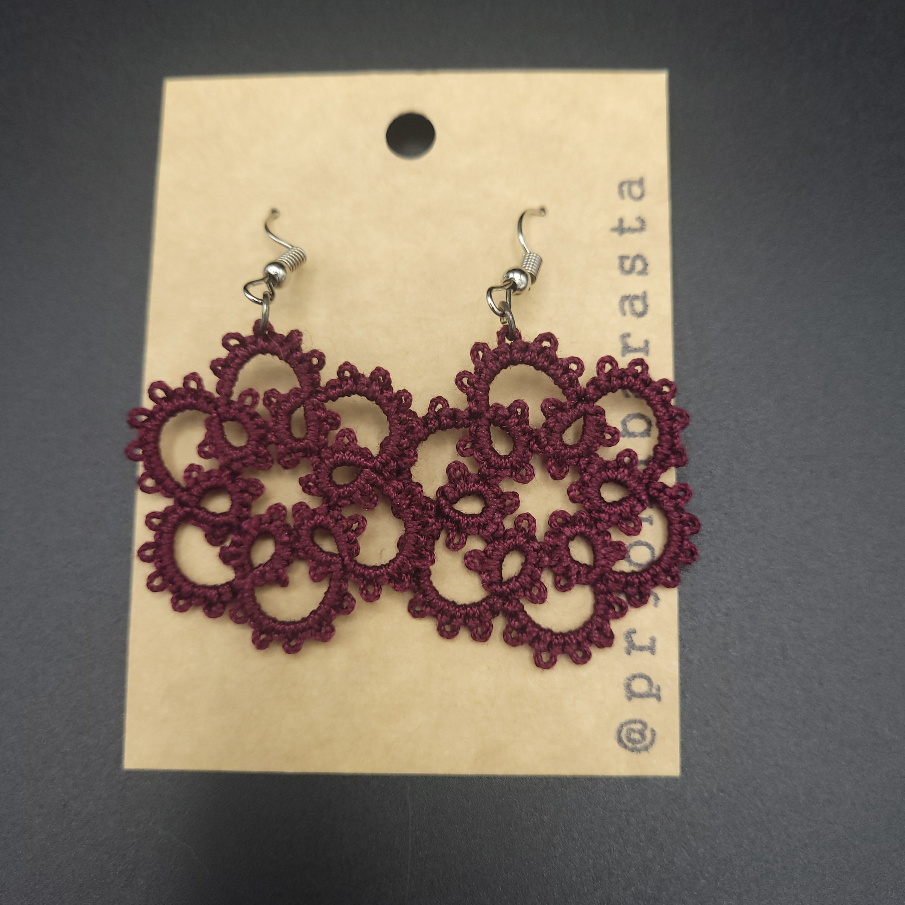 Tatting Lace Earrings - Large - by Prjónabarasta