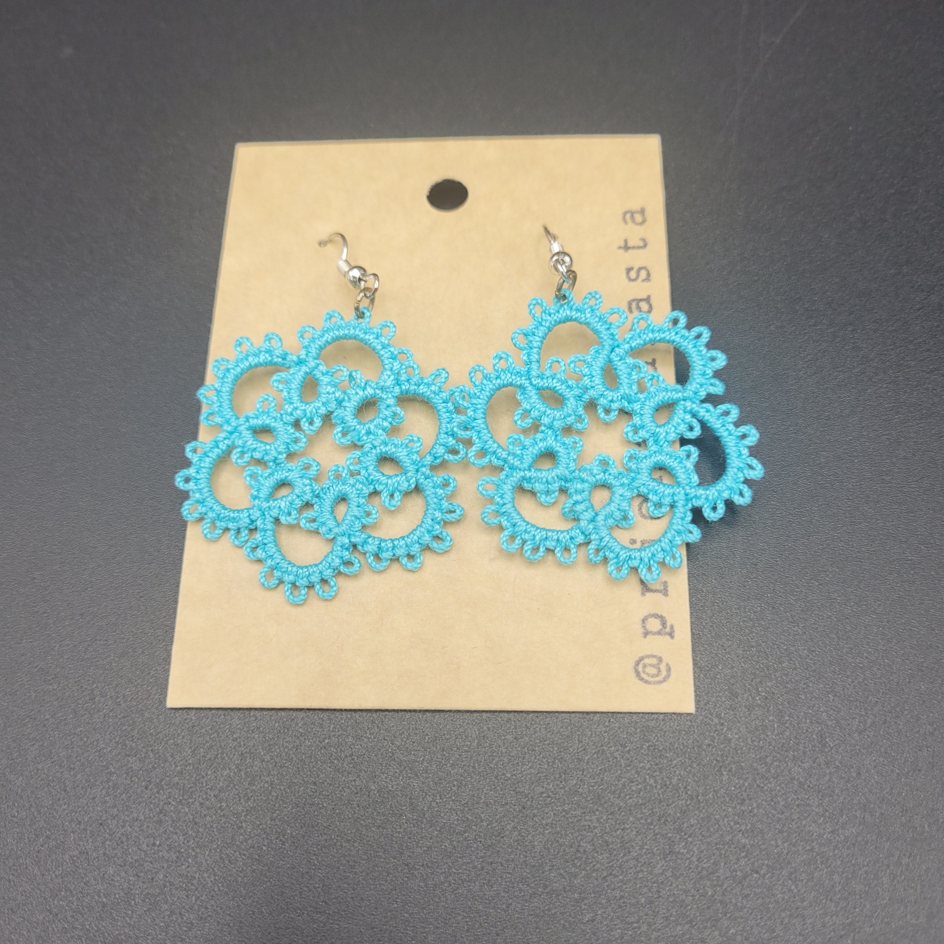 Tatting Lace Earrings - Large - by Prjónabarasta